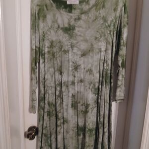 Green Tie-Dye Women's Dress